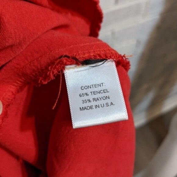 Maven West shirt red side tie knot mandarin collar sleeveless sz XS - Picture 4 of 8